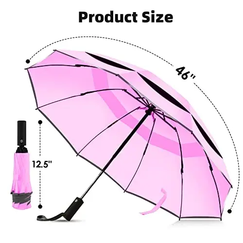 Trenovo Windproof Automatic Inverted Umbrella – Compact Folding with Sun UV Protection, Portable Travel Umbrella for Car & Backpack - 2