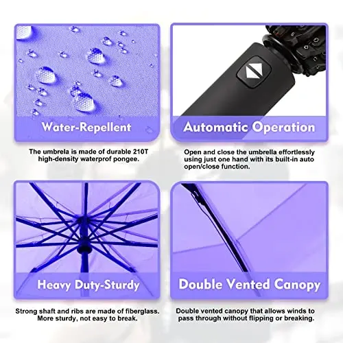 Trenovo Shamoldan himoyalangan sayohat uchun teskari soyabon, yomg'ir uchun teskari ixcham soyabonlar, mashina xalta uchun portativ katta buklama quyosh UV avtomatik teskari soyabon - 3