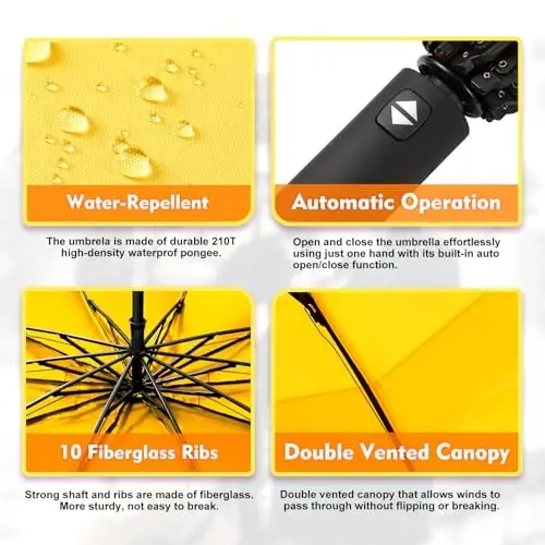 Trenovo Shamolga chidamli Trave Inverted Soyabon, Reflektiv chiziqli, Yomg'ir uchun teskari ixcham soyabonlar, Avtomobil xaltasi uchun portativ katta buklama quyosh UV avtomatik teskari soyabon - 4