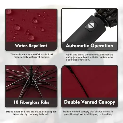 Trenovo Windproof Trave Inverted Umbrella With Reflective Stripe, Reverse Compact Umbrellas for Rain, Portable Large Folding Sun UV Automatic Upside Down Umbrella for Car Backpack - 4