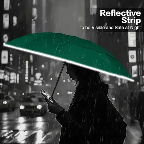 Trenovo Windproof Trave Inverted Umbrella With Reflective Stripe, Reverse Compact Umbrellas for Rain, Portable Large Folding Sun UV Automatic Upside Down Umbrella for Car Backpack - 6