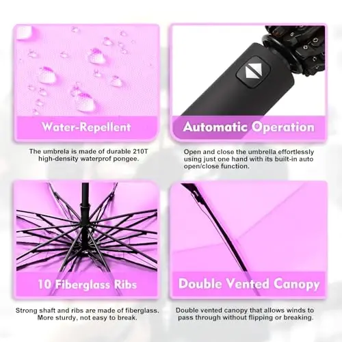 Trenovo Windproof Trave Inverted Umbrella With Reflective Stripe, Reverse Compact Umbrellas for Rain, Portable Large Folding Sun UV Automatic Upside Down Umbrella for Car Backpack - 4