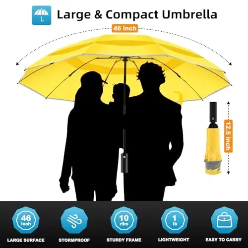 Trenovo Windproof Trave Inverted Umbrella With Reflective Stripe, Reverse Compact Umbrellas for Rain, Portable Large Folding Sun UV Automatic Upside Down Umbrella for Car Backpack - 3