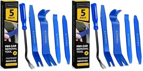 Tresalto Auto Trim Removal Tool Kit - 5 Piece Set for Dash, Door Panel, Clip Remover - Scratch-Resist Nylon Pry Tools for Interior Car Trims Work - Panel Prying Tools Included - Blue (Pack of 2) - 1