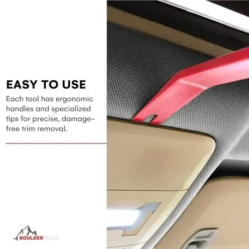 Tresalto Auto Trim Removal Tool Kit (No Scratch Plastic Pry Kit), Door Panel Removal Tool, Car Clips, Push Rivets, Molding, Dashboards, Interior Trim Tools, Red - 2