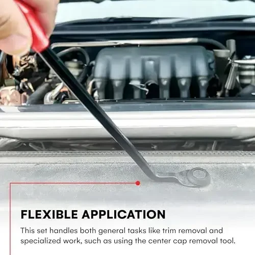 Tresalto Auto Trim Removal Tool Kit (No Scratch Plastic Pry Kit), Door Panel Removal Tool, Car Clips, Push Rivets, Molding, Dashboards, Interior Trim Tools, Red - 5