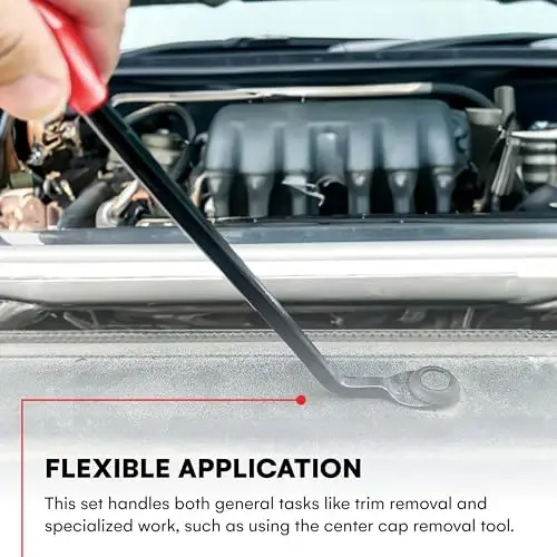 Tresalto Auto Trim Removal Tool Kit (No Scratch Plastic Pry Kit), Door Panel Removal Tool, Car Clips, Push Rivets, Molding, Dashboards, Interior Trim Tools, Red - 5