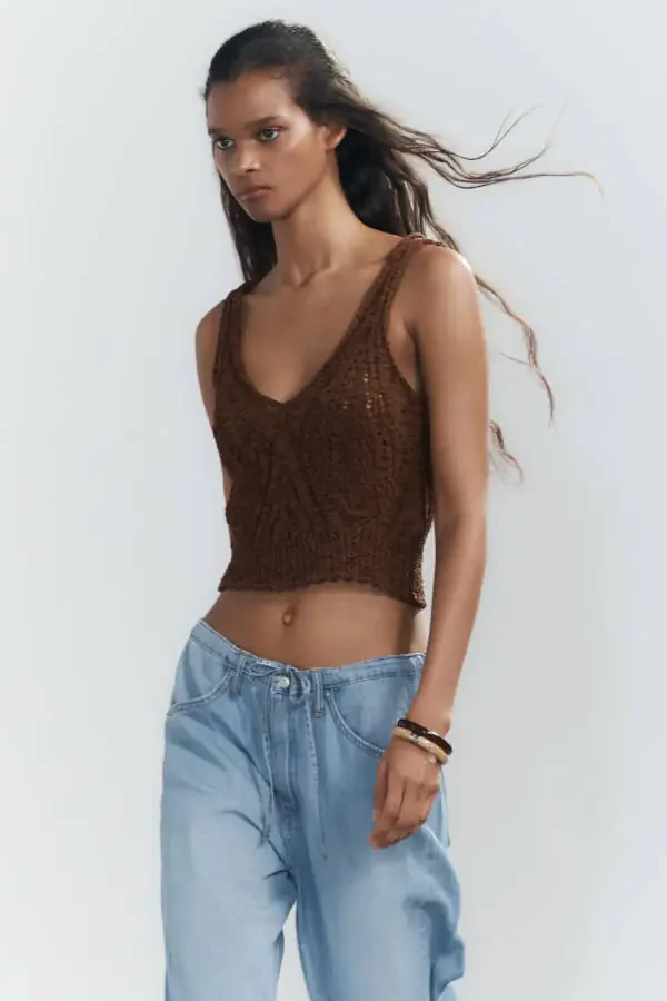 TRF BURMALI IPPLI SUYUQ DENIM SHIM - Ochiq ko'k - 3