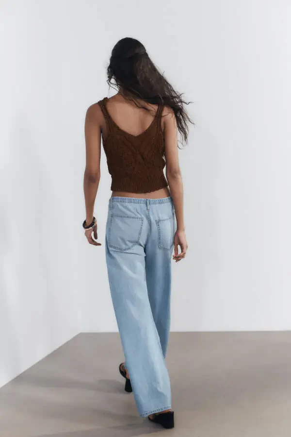 TRF BURMALI IPPLI SUYUQ DENIM SHIM - Ochiq ko'k - 5