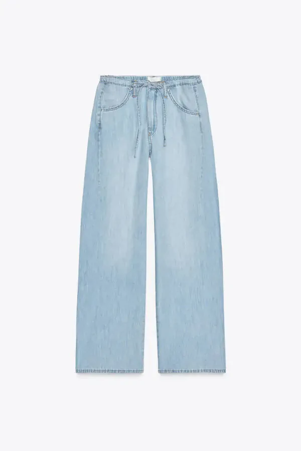 TRF BURMALI IPPLI SUYUQ DENIM SHIM - Ochiq ko'k - 6