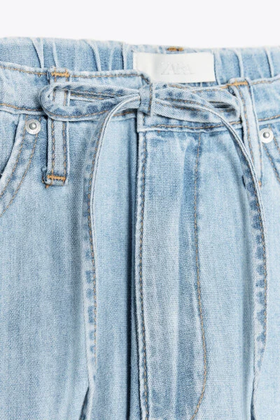 TRF BURMALI IPPLI SUYUQ DENIM SHIM - Ochiq ko'k - 8