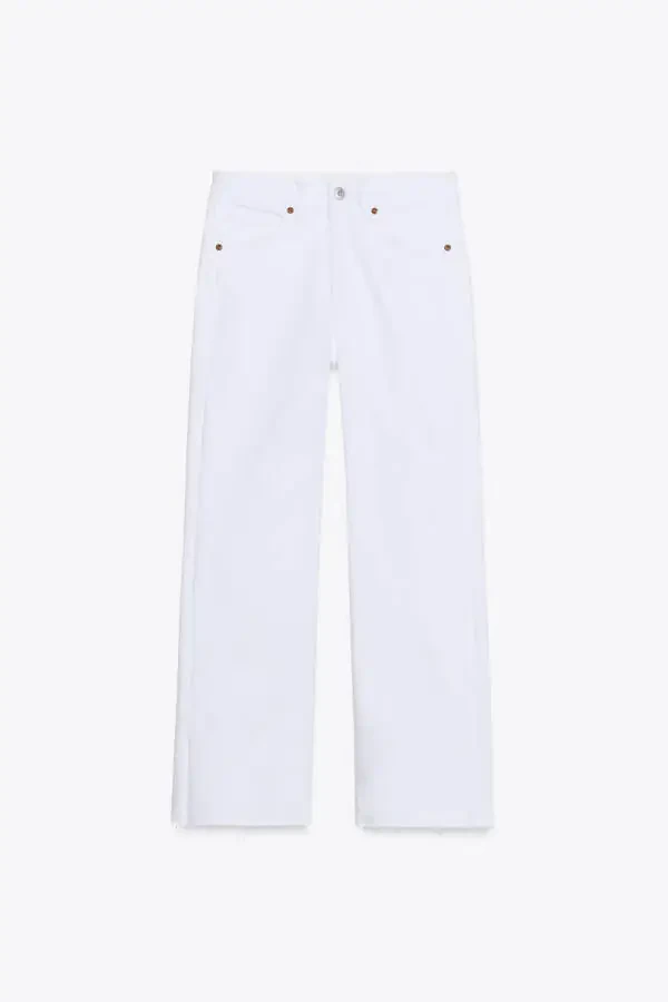 TRF CROPPED FLARE HIGH WAIST JEANS-White - 1