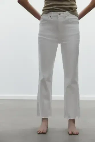 TRF CROPPED FLARE HIGH WAIST JEANS-White - ZARA (1)