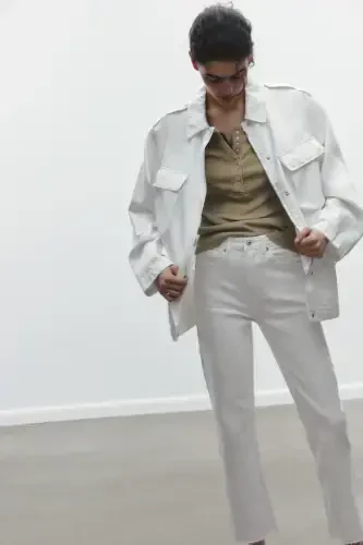 TRF CROPPED FLARE YÜKSEK BEL JEAN-Белый - 1