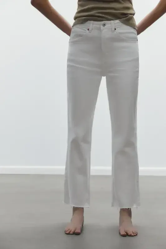 TRF CROPPED FLARE YÜKSEK BEL JEAN-Белый - 2