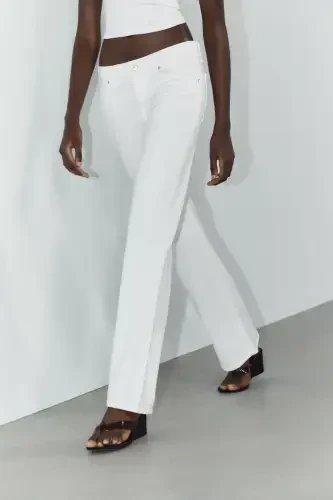 TRF ДЖИНСЫ С ШИРОКИМИ ШТАНИНАМИ И НИЗКОЙ ПОСАДКОЙ TRF-Белый - 3