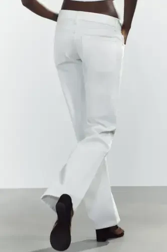 TRF ДЖИНСЫ С ШИРОКИМИ ШТАНИНАМИ И НИЗКОЙ ПОСАДКОЙ TRF-Белый - 4
