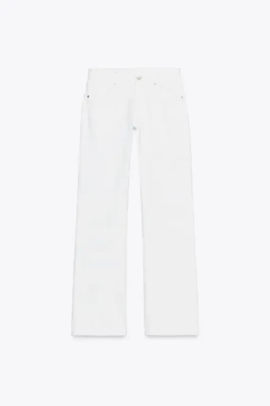 TRF ДЖИНСЫ С ШИРОКИМИ ШТАНИНАМИ И НИЗКОЙ ПОСАДКОЙ TRF-Белый - 6