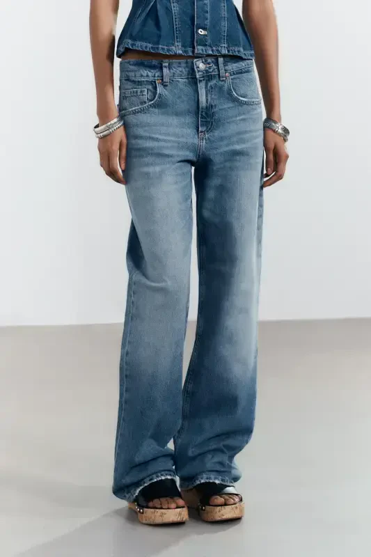 TRF FLARED MID-RISE JEANS-Blue - 2