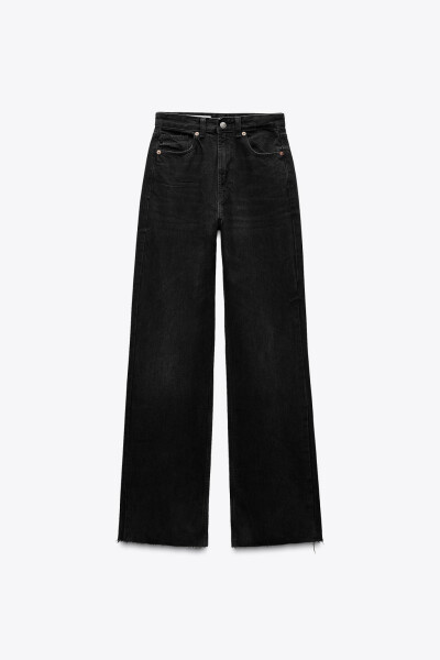 TRF FULL LENGTH HIGH WAIST WIDE-LEG JEANS-Black - 4