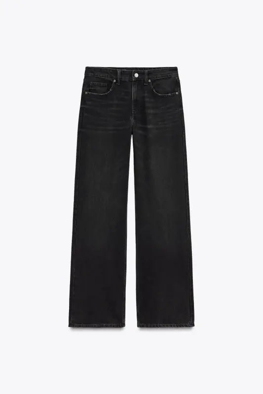 TRF FULL LENGTH MID-RISE WIDE-LEG JEAN-Black - 5