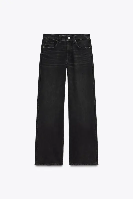 TRF FULL LENGTH MID-RISE WIDE-LEG JEAN-Black - 5