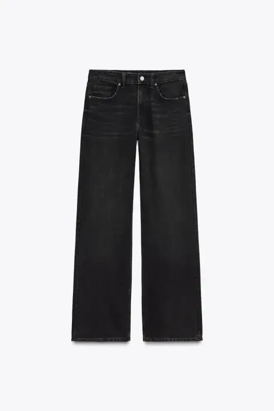 TRF FULL LENGTH ORTA BEL WIDE-LEG JEAN-Чёрный - 5