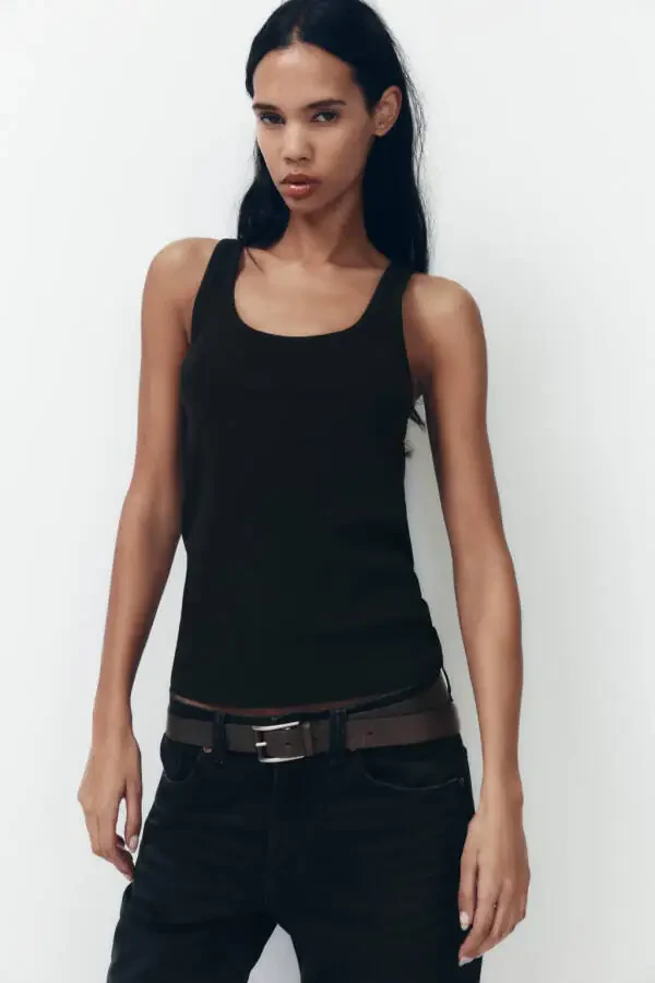 TRF FULL LENGTH ORTA BEL WIDE-LEG JEAN-Qora - 3