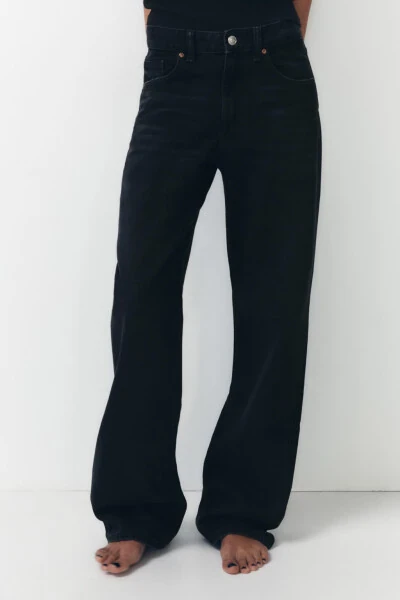 TRF FULL LENGTH ORTA BEL WIDE-LEG JEAN-Qora - 4