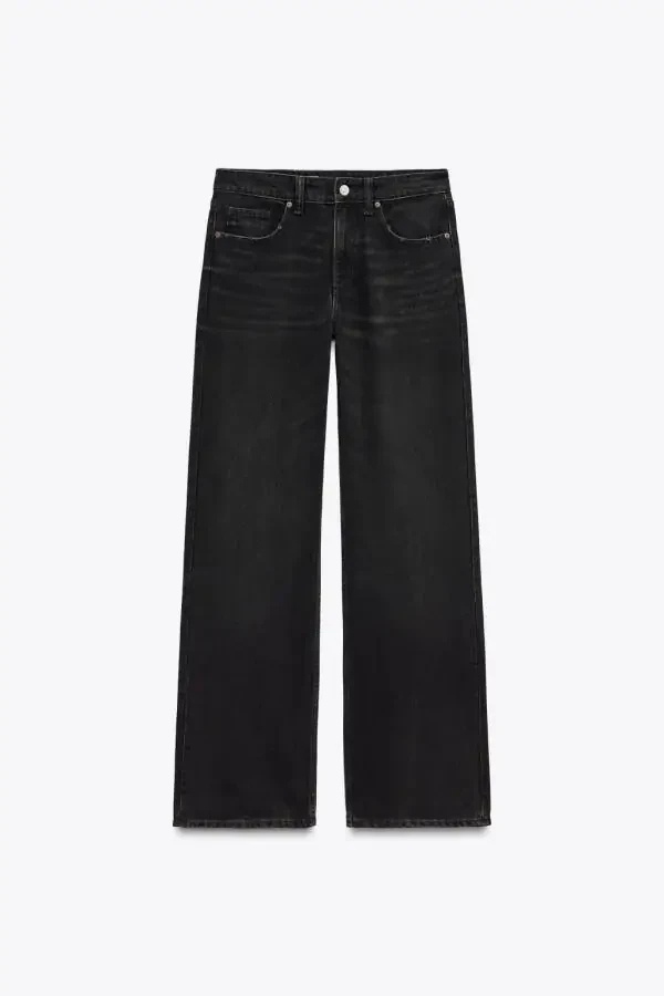 TRF FULL LENGTH ORTA BEL WIDE-LEG JEAN-Qora - 5