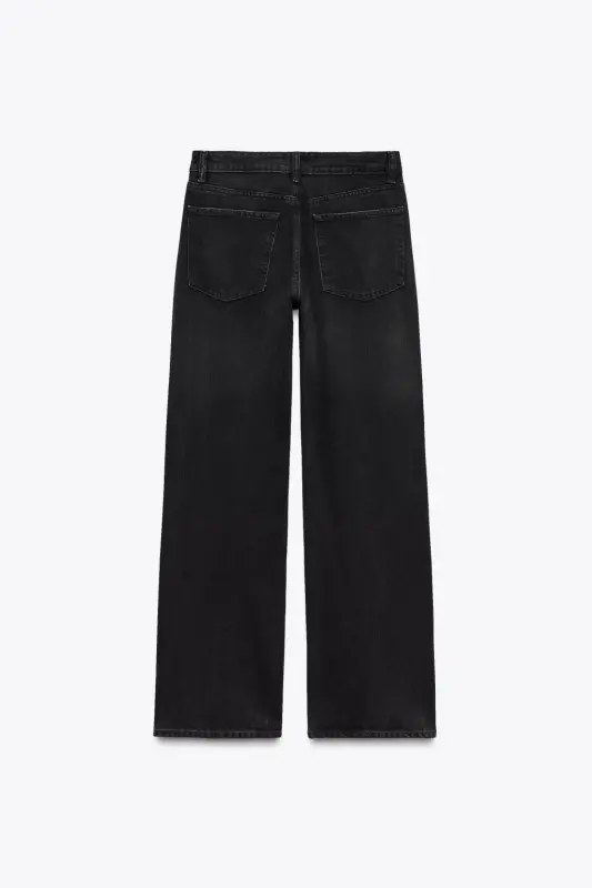 TRF FULL LENGTH OʻRTA BEL WIDE-LEG JEAN-Qora - 6