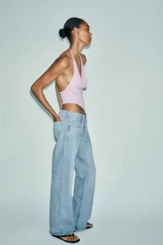 TRF GENİŞ PAÇA DÜŞÜK BEL JEAN-Açık mavi - ZARA (1)