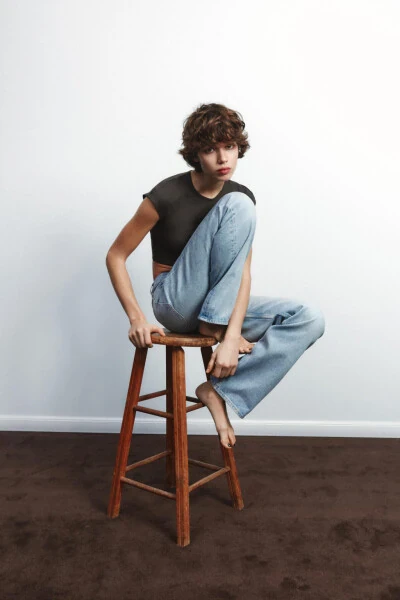 TRF KENG PALAQLI PASTKI BEL JINSI - Ochiq ko'k - 3