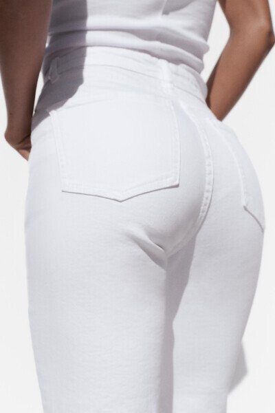 TRF CROPPED FLARE YÜKSEK BEL JEAN-Beyaz - 6