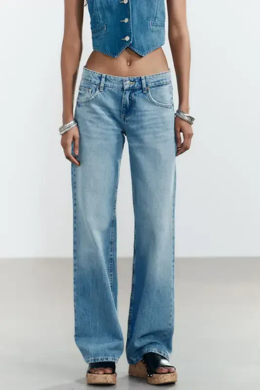 TRF LOW WAIST WIDE LEG JEANS-Light blue - 2