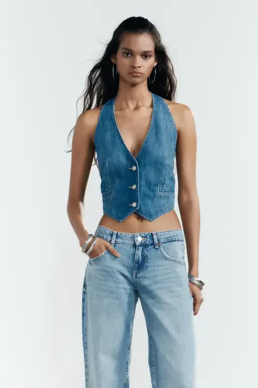 TRF LOW WAIST WIDE LEG JEANS-Light blue - 5