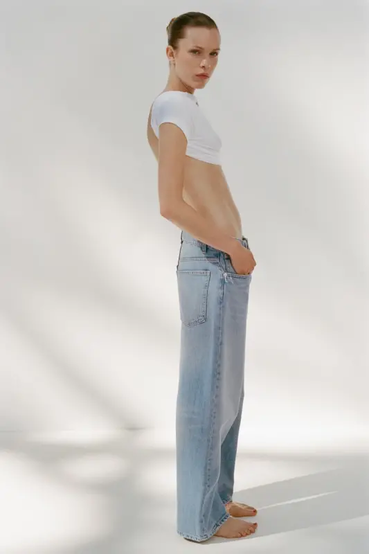 TRF MID-RISE WIDE LEG BALLOON JEANS-Light blue - 3