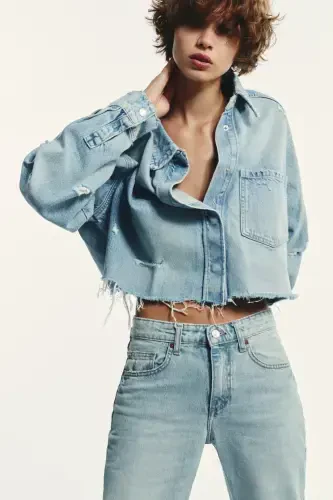 TRF MID-RISE WIDE-LEG JEAN-Light blue - 4