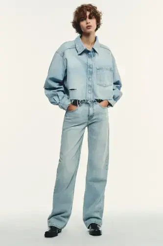 TRF O'RTA BEL WIDE-LEG JEAN-Och ko'k - 1