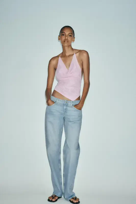 TRF WIDE LEG LOW WAIST JEAN-Light blue - 1