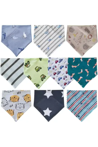 Triangle Bib, Cotton Saliva & Feeding Bibs, 10 Pieces - 3