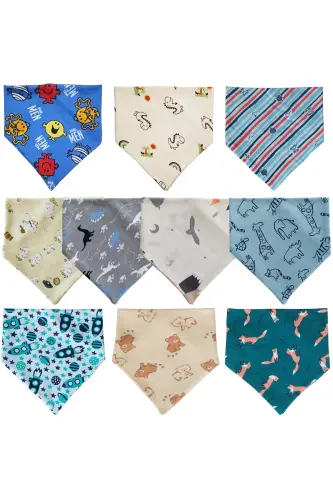 Triangle Bib, Cotton Saliva & Mama Bib, 10 Pieces - BABY MINIK (1)