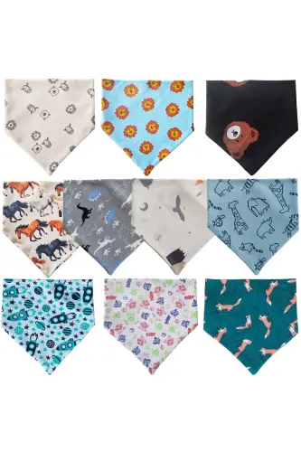 Triangle Bib, Cotton Saliva & Mama Bib, 10 Pieces - BABY MINIK (1)