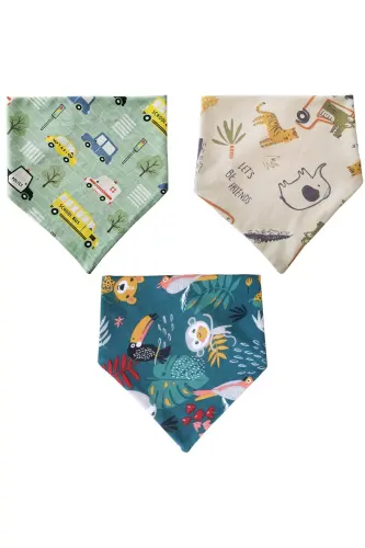 Triangle Scarf Knitted Drool & Feeding Bib 10 Pcs - 4