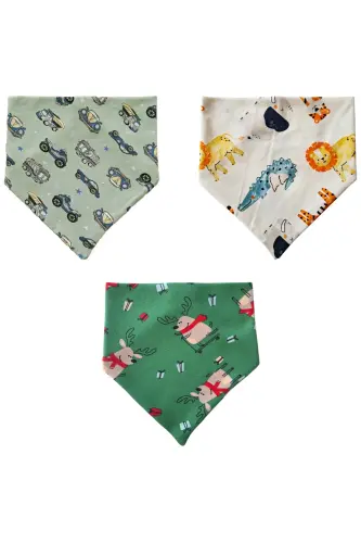 Triangle Scarf Knitted Drool & Feeding Bib 10 Pcs - 4