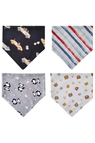 Triangle Scarf Knitted Drool & Feeding Bib 10 Pcs - BABY MINIK (1)