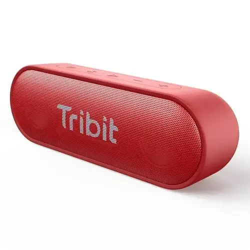 Tribit Bluetooth Speaker XSound Go, 16W Loud Sound & Deeper Bass, 24H Playtime, IPX7 Waterproof, Bluetooth 5.3 TWS Pairing Portable Wireless Speaker for Home, Outdoor (Red) 