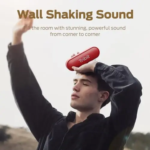 Tribit Bluetooth Speaker XSound Go, 16W Loud Sound & Deeper Bass, 24H Playtime, IPX7 Waterproof, Bluetooth 5.3 TWS Pairing Portable Wireless Speaker for Home, Outdoor (Red) - 3