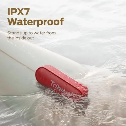 Tribit Bluetooth Speaker XSound Go, 16W Loud Sound & Deeper Bass, 24H Playtime, IPX7 Waterproof, Bluetooth 5.3 TWS Pairing Portable Wireless Speaker for Home, Outdoor (Red) - 5