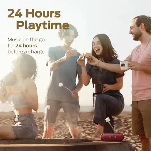 Tribit Bluetooth Speaker XSound Go, 16W Loud Sound & Deeper Bass, 24H Playtime, IPX7 Waterproof, Bluetooth 5.3 TWS Pairing Portable Wireless Speaker for Home, Outdoor (Red) - 4